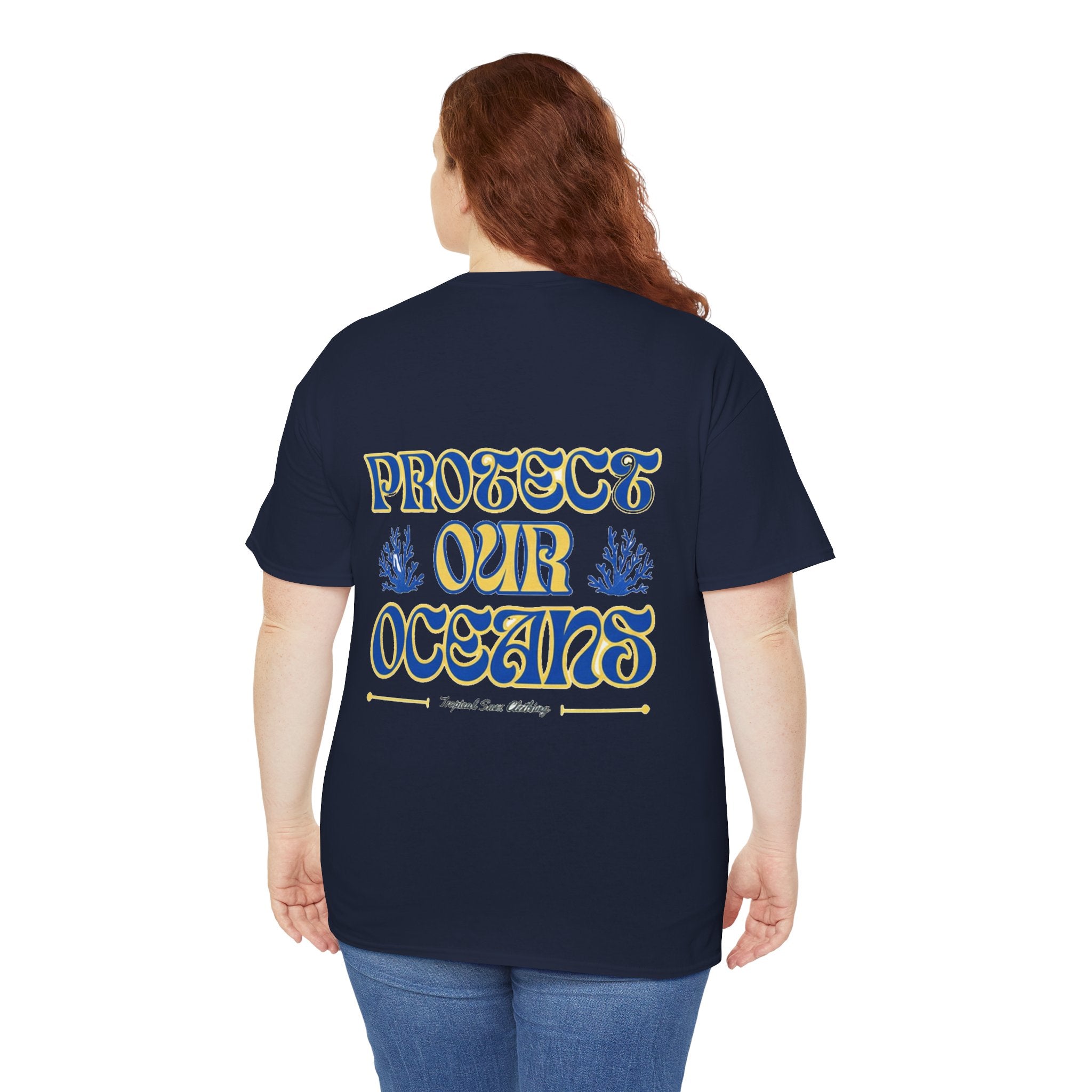 Unisex Cotton Backprint "Protect Our Oceans" T-Shirt