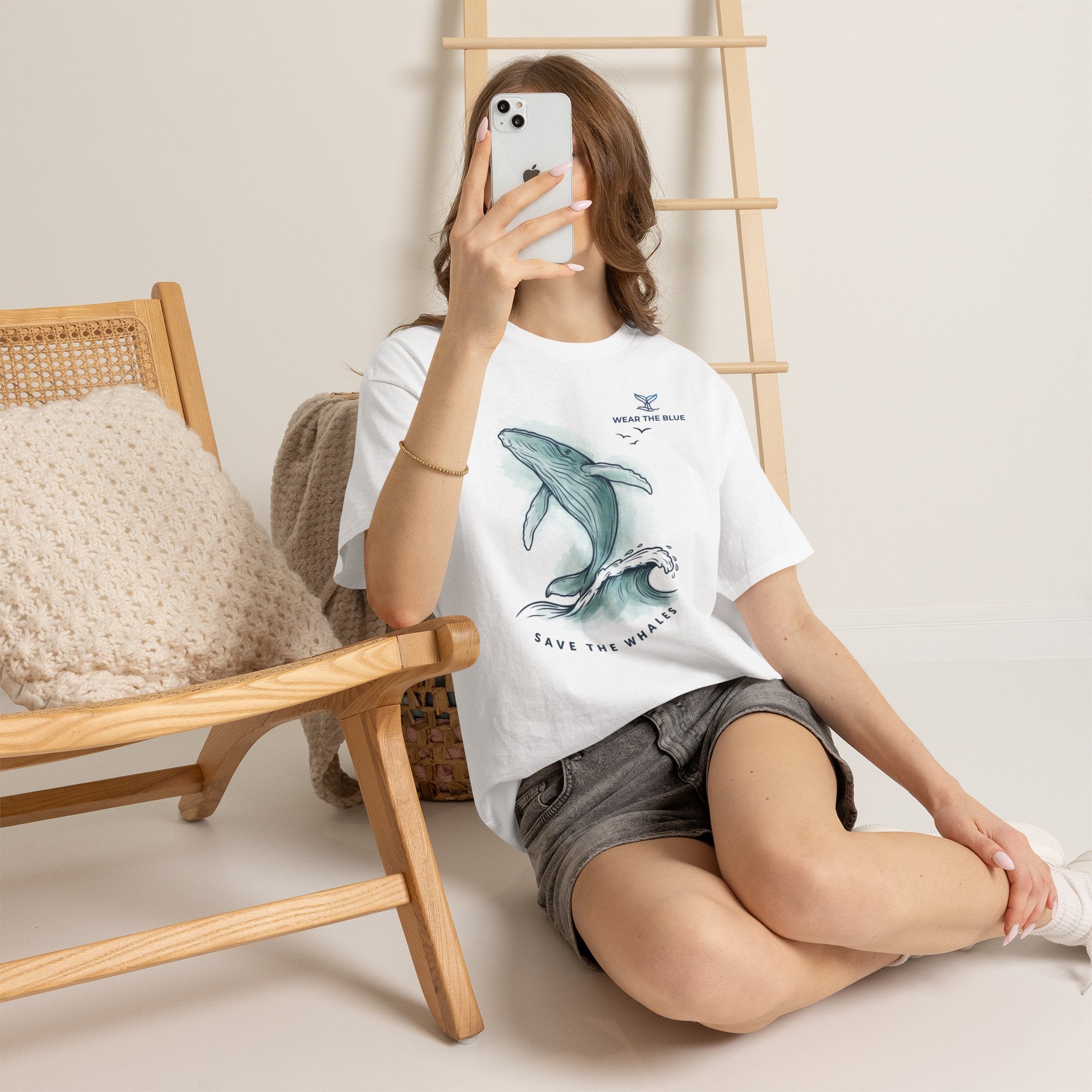 Unisex Cotton Front-Print "Save The Whales" T-Shirt