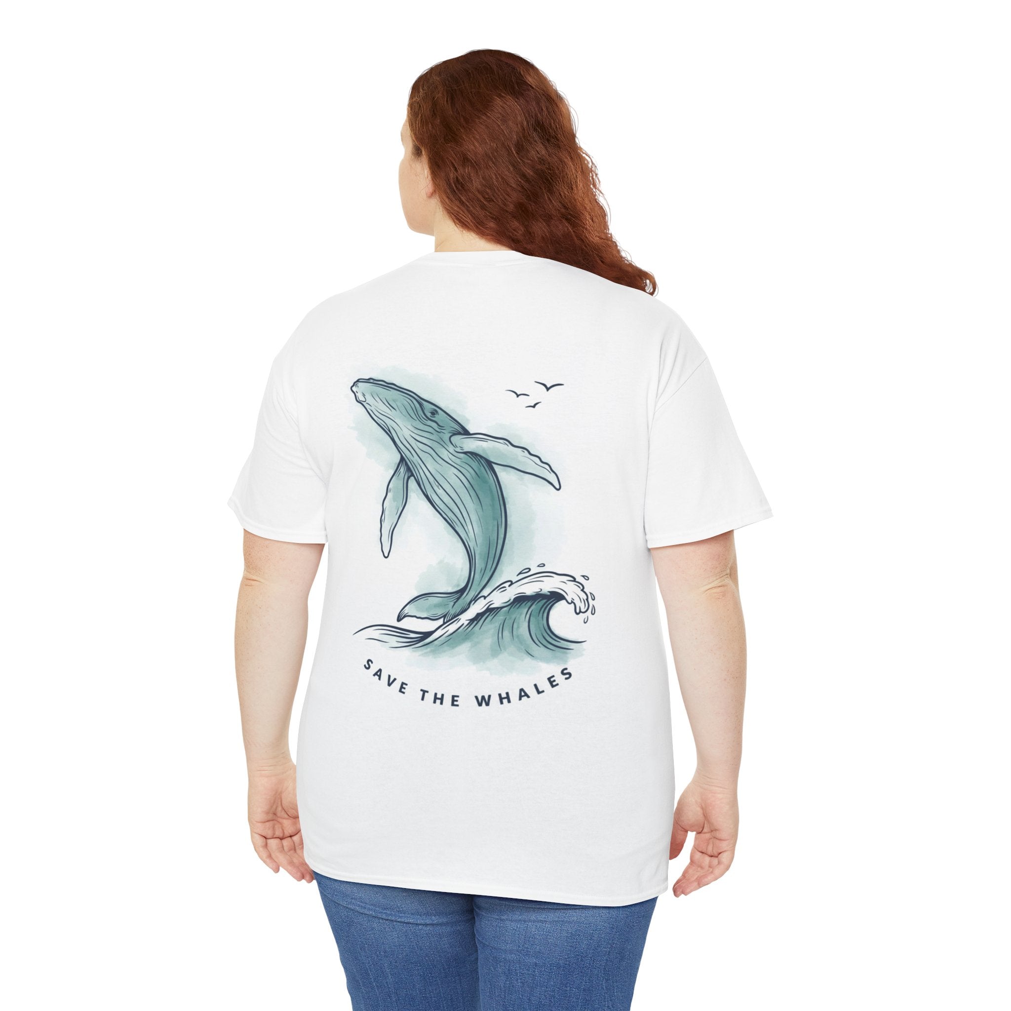 Unisex Cotton Dual-Print "Save The Whales" T-Shirt