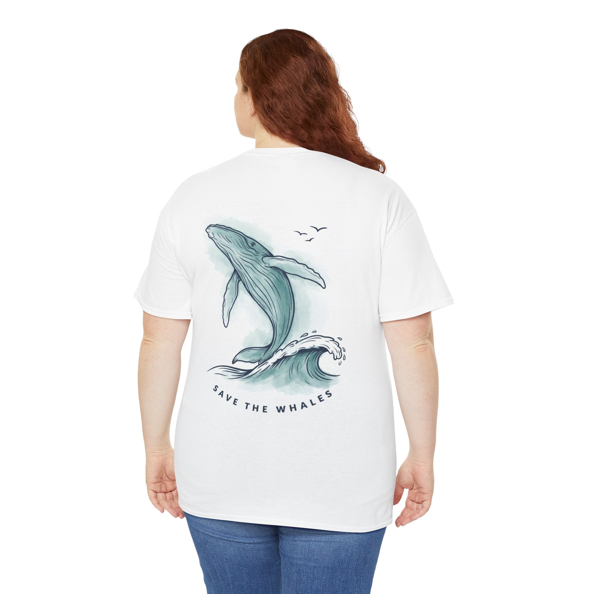 Unisex Cotton Backprint "Save The Whales" T-Shirt