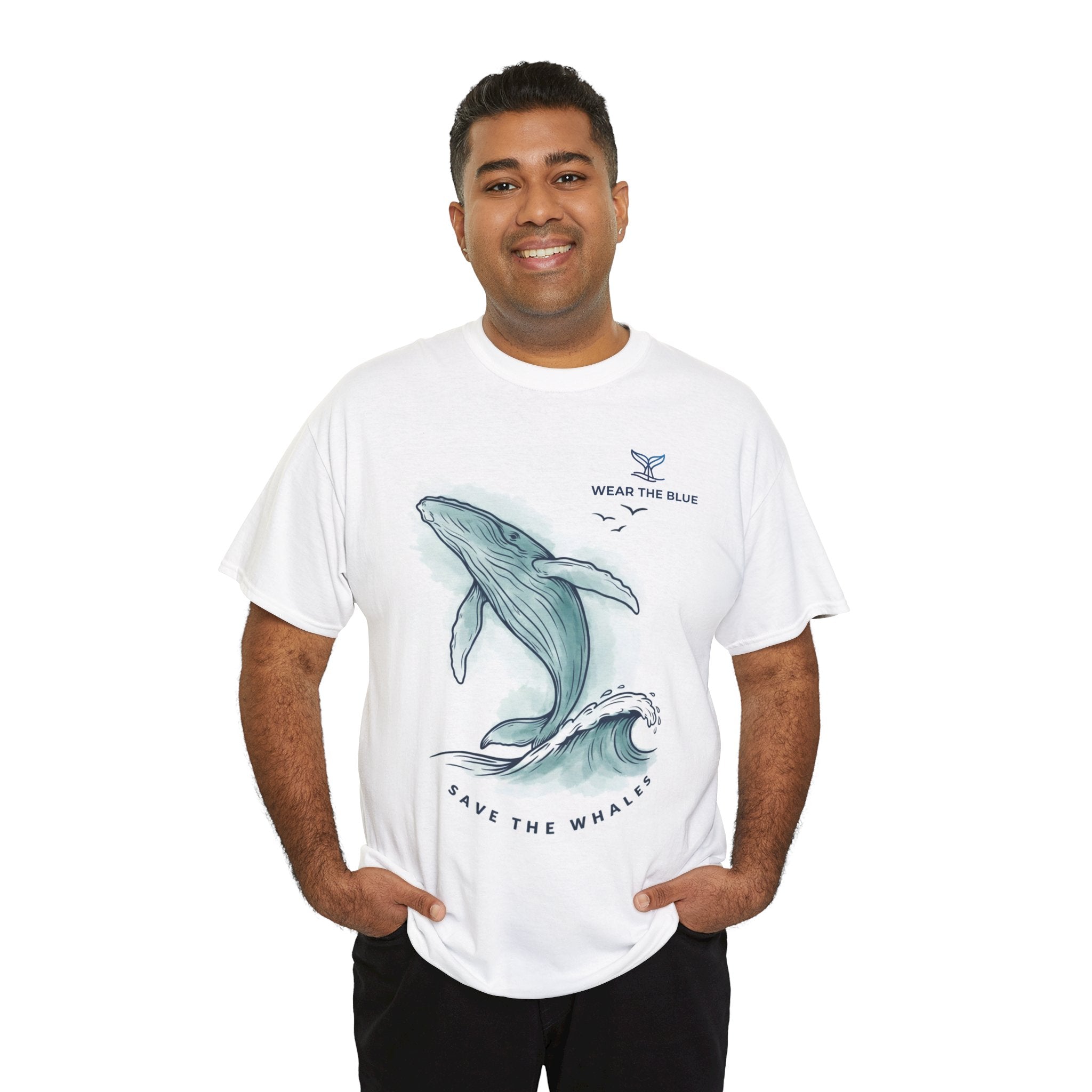 Unisex Cotton Front-Print "Save The Whales" T-Shirt