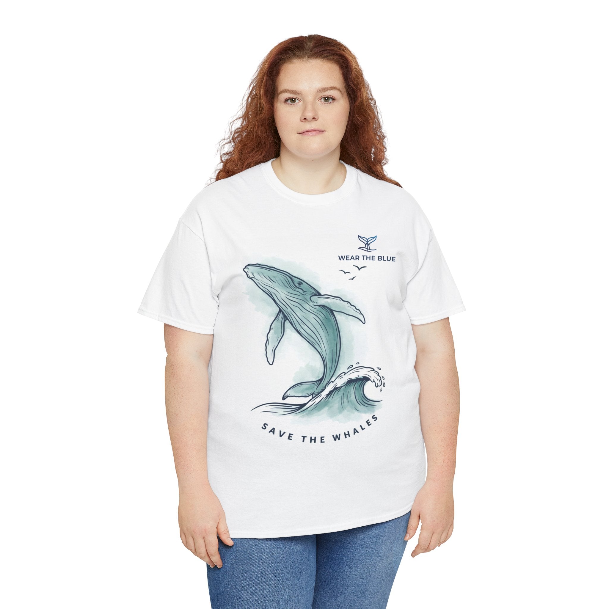 Unisex Cotton Front-Print "Save The Whales" T-Shirt