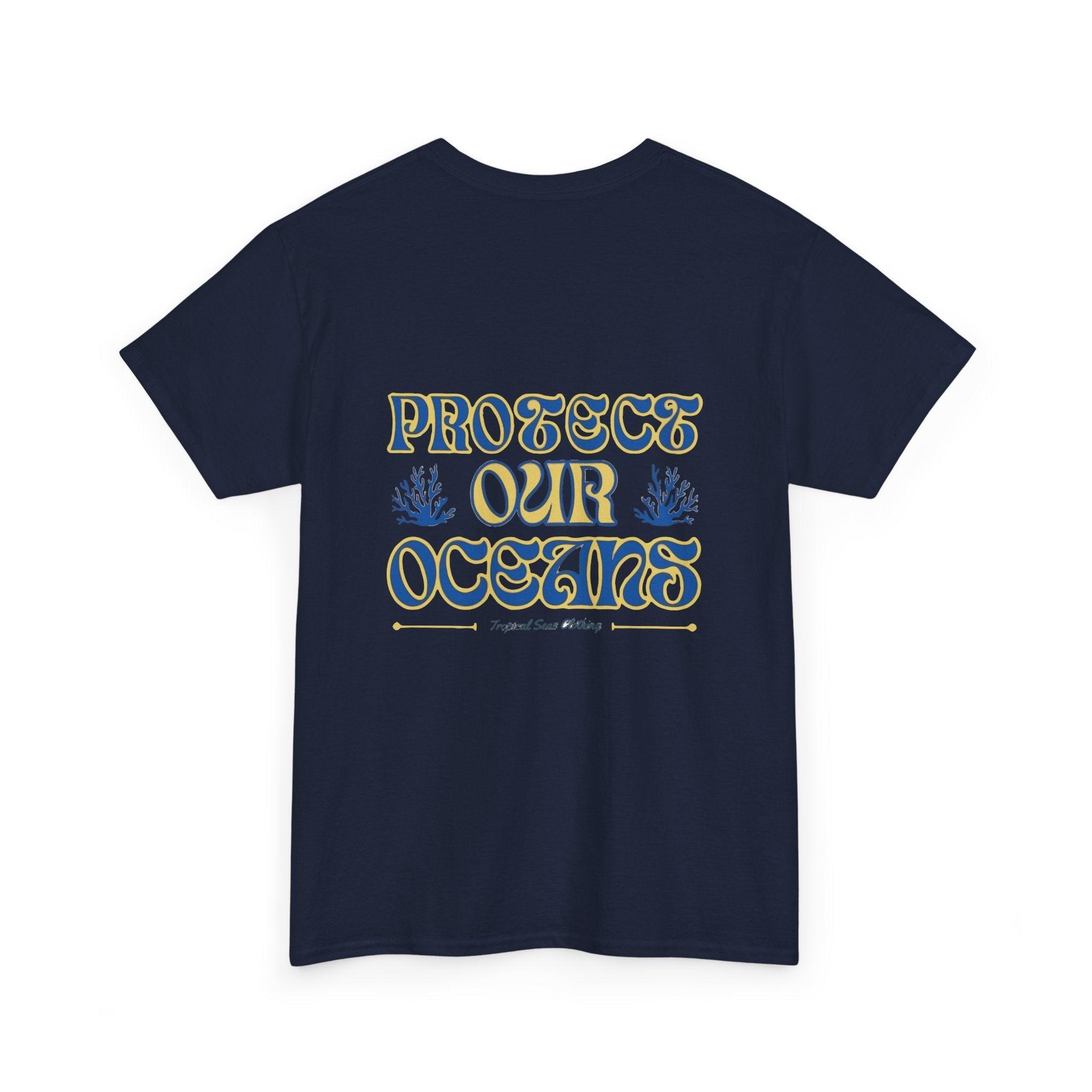 Unisex Cotton Backprint "Protect Our Oceans" T-Shirt - WEAR THE BLUE
