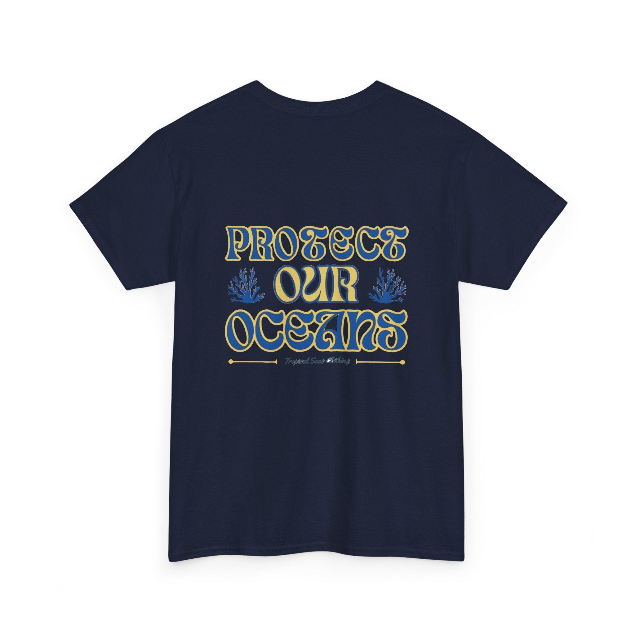 Unisex Cotton Dual-Print "Protect Our Oceans" T-Shirt - WEAR THE BLUE